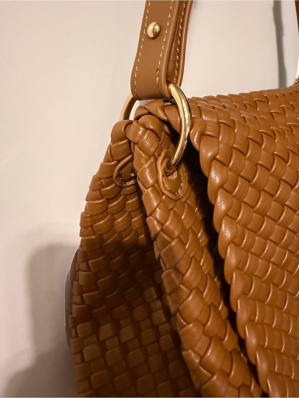 Melie Bianco Natalia Woven Shoulder Bag in Saddle - Picture 9 of 12